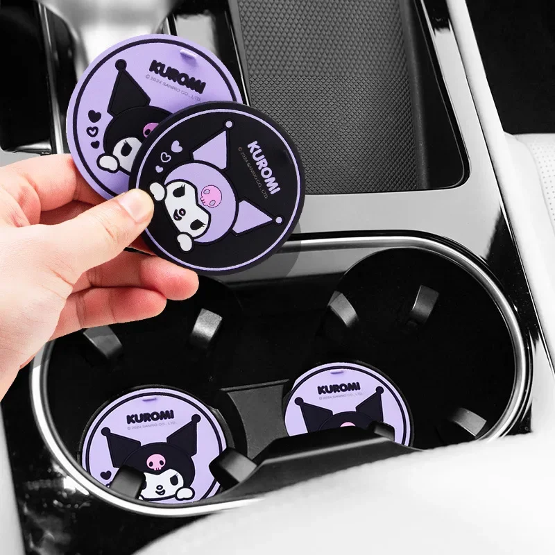 Kawaii Tech Accessories - 2 個サンリオクロミ車用コースターかわいい漫画アニメ車用コースターかわいい収納滑り止めマットアクセサリー装飾女の子のギフト