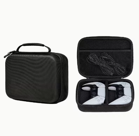 Tech Accessories Case - 2つのゲームコントローラー用ポータブルEVAハードキャリーバッグ、衝撃防止保護収納ケース、ゲームアクセサリー用メッシュポケット付き