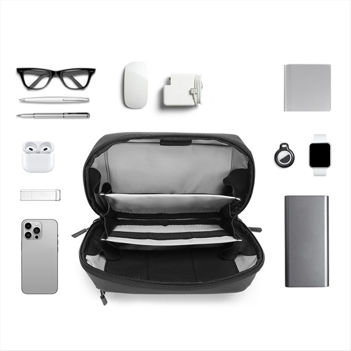 ☶ ❈ ＊ ♥ AC1578-防水テックポーチ 多層オーガナ - Tech Accessories Storage のレビューと価格